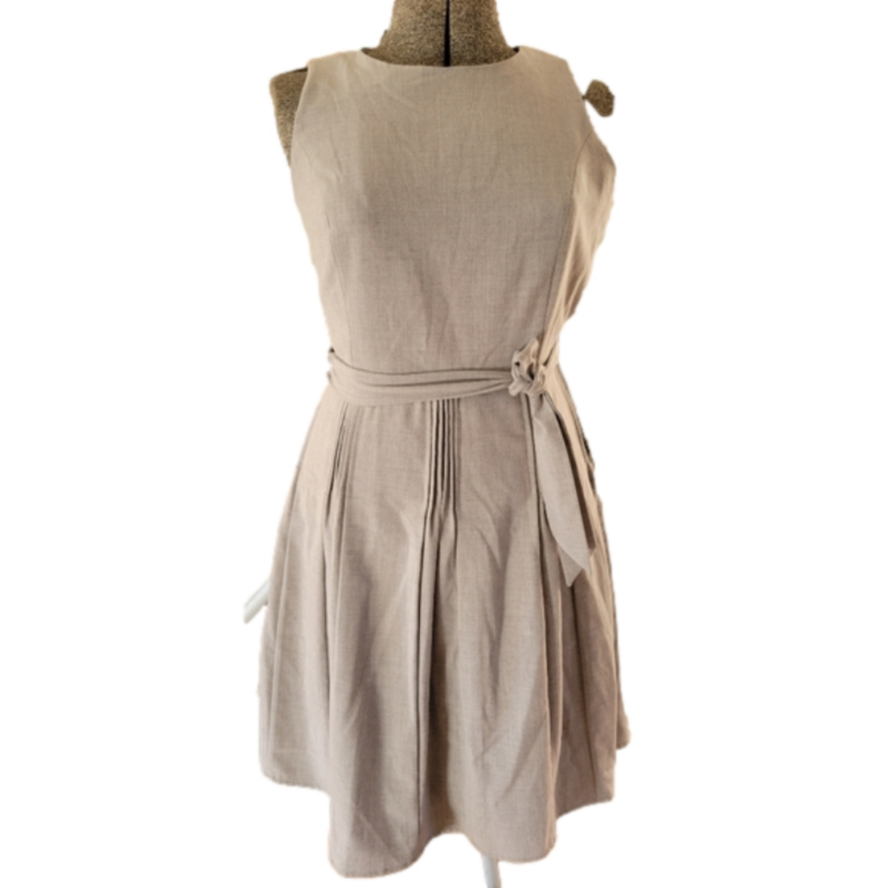 Calvin Klein Gray Pleated Sleeveless Belted Business Dress-Size 2